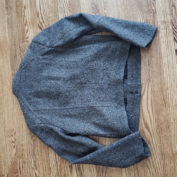 (M) H&M High Collared Diagonal Zip Jacket Assymetrical Formal Contemporary Urban - Picture 8 of 8